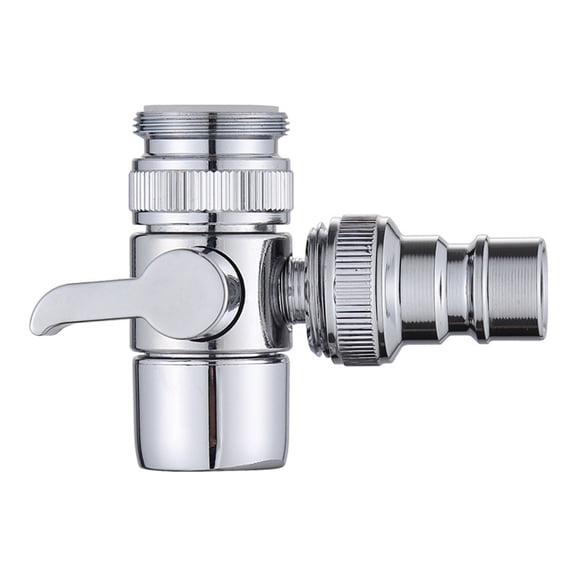 Faucet Diverter Valve with Valve,Universal Sink Faucet to Hose Adapter,Garden Hose Diverter Adapter, for Bathroom,Kitchen,Sink,Portable Faucet Connection for Washing Machine/Dishwasher(Silver)