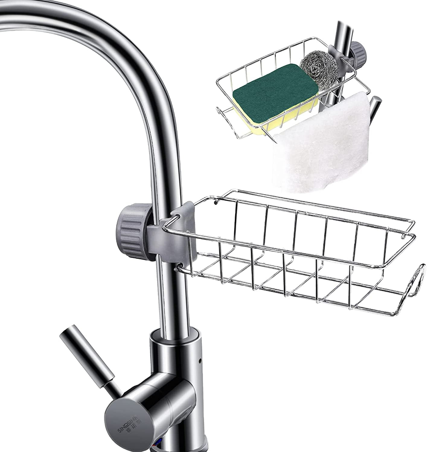 Faucet Drain Rack, Storage Rack, Stainless Steel Faucet Sponge Rack ...