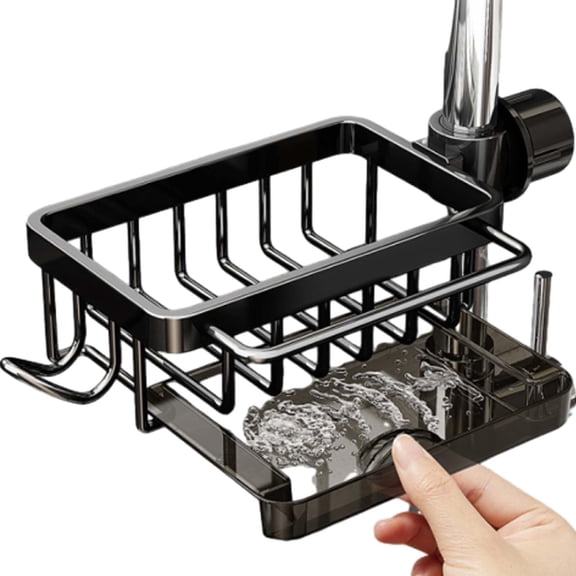 Faucet Drainer Basket Sink Organizer Rack Stainless Steel Hanging Drip Tray Kitchen Sponge Holder Over Round Square Adjustable Caddy Rustproof Storage Removable Bathroom Shelf Expandable