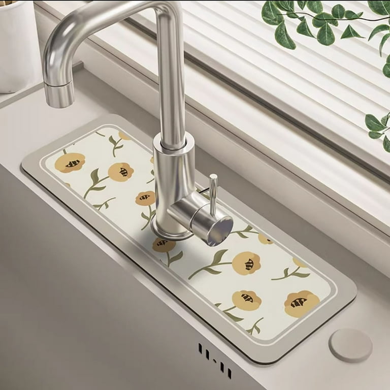 YUNx Absorbent Faucet Draining Mat for Kitchen Bathroom Diatom Ooze Material Non slip Easy Clean Walmart
