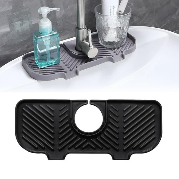 Faucet Drying Mat | Sink Drip Tray & Splash Guard | Diatomite Stone Water Absorbing Pad for Kitchen and Bathroom | Fast Drainage Countertop Protector | Non-Slip Dish Drying Rack