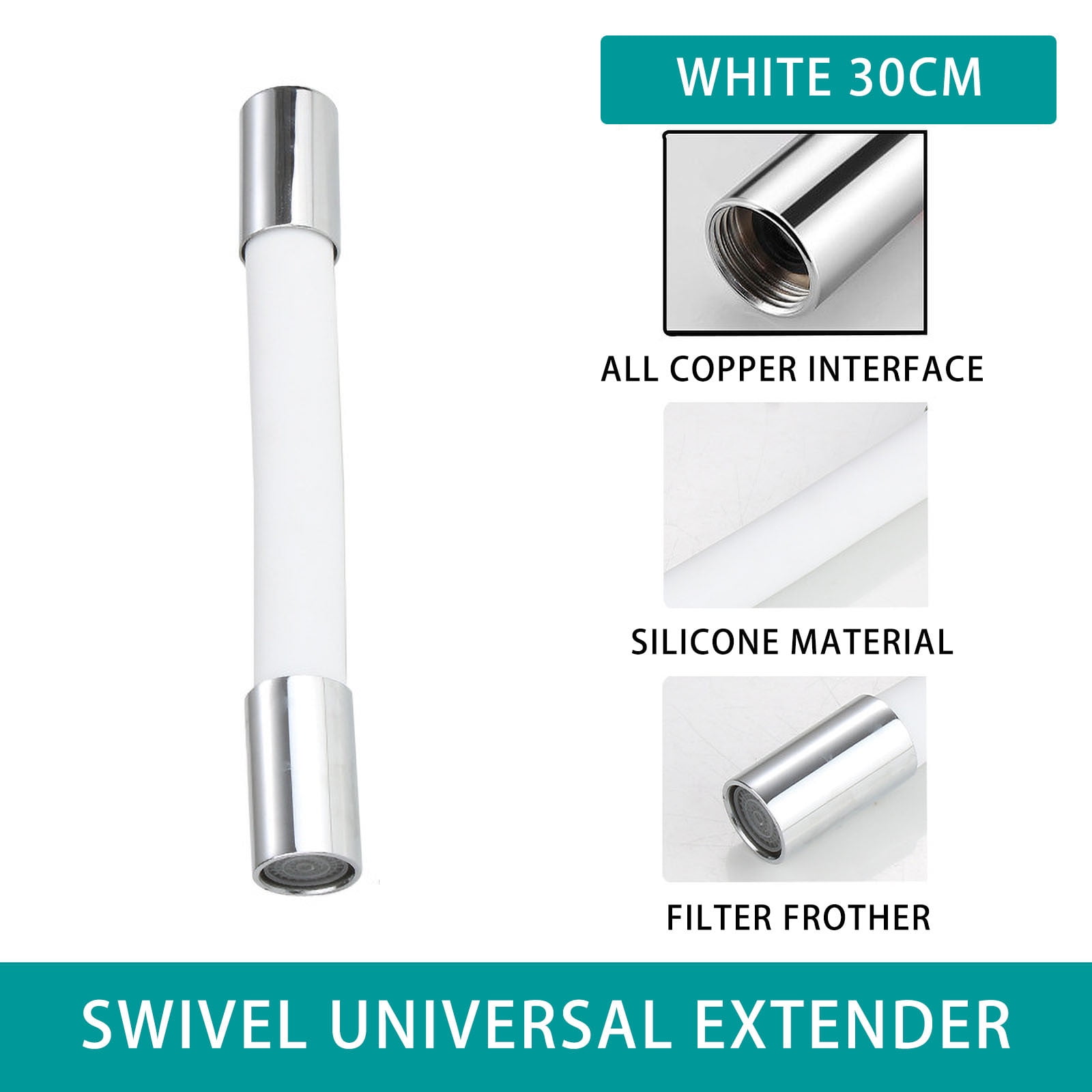 Faucet Extender 12 Inch Anti Splash Extension Spout with 360 Rotation ...