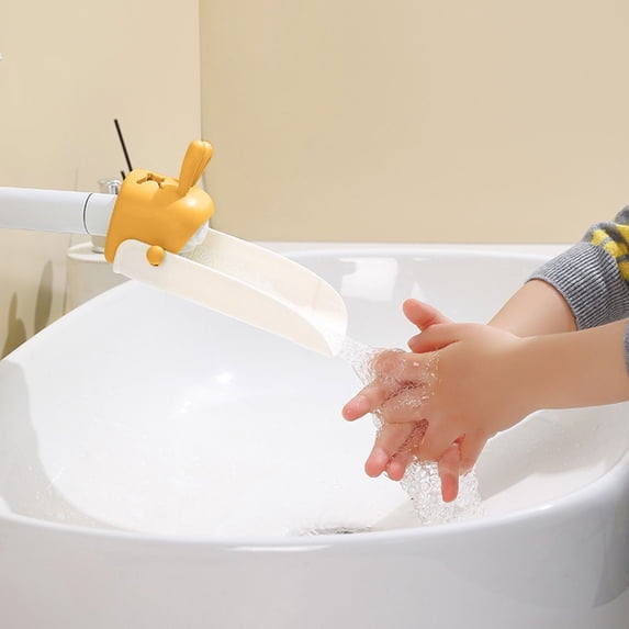Faucet Extender for Toddlers and Kids – Universal Bathroom Kitchen Bathtub Hand Washing Extenders with Rabbit Ears Design, 14.4 cm×8.3 cm×9.5 cm, Orange