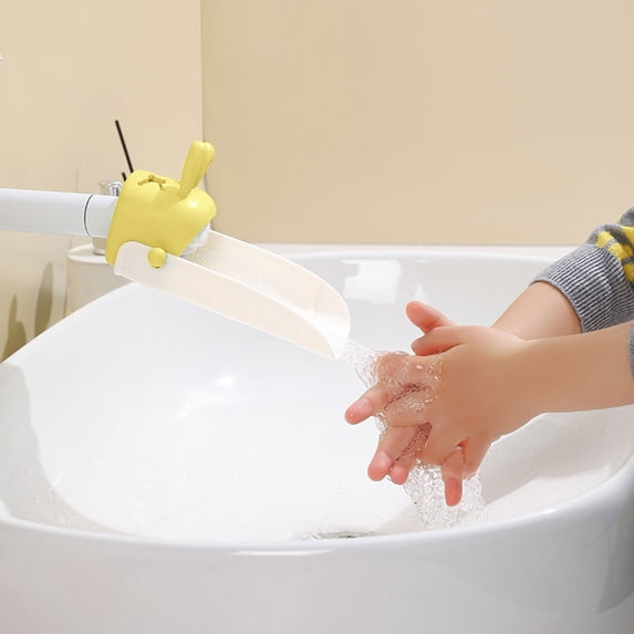 Faucet Extender for Toddlers and Kids – Universal Bathroom Kitchen Bathtub Hand Washing Extenders with Rabbit Ears Design, 14.4 cm×8.3 cm×9.5 cm, Yellow