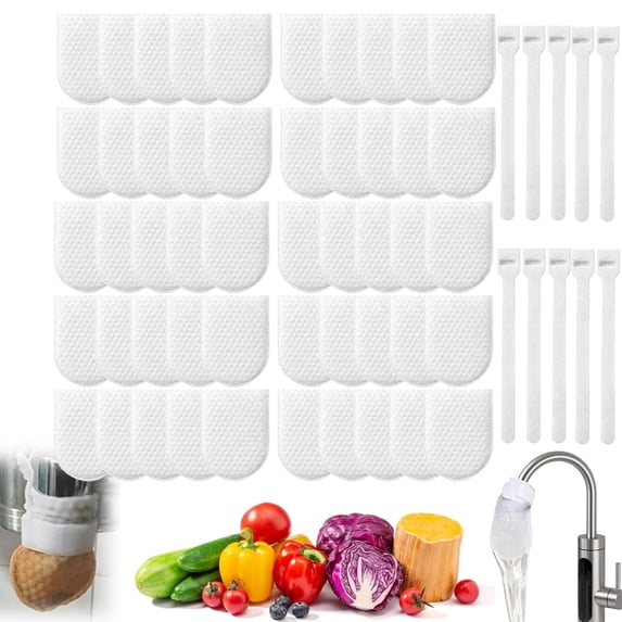 Faucet Filter Bag, Faucet Water Filter Bag, Faucet Filter Cotton Bag for Kitchen Sink, Splash-Proof Kitchen Faucet Water Filters Bags, Cotton Filter Bag for Cold and Hot Water Faucet (100pcs)