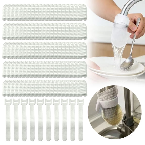 Faucet Filter Cotton Bags with Ties Reusable Tap Water Filtration Pouch Sediment Impurity Removal Kitchen Bathroom Sink Faucet Cleaner Easy Install No Tools Needed, 100PCS