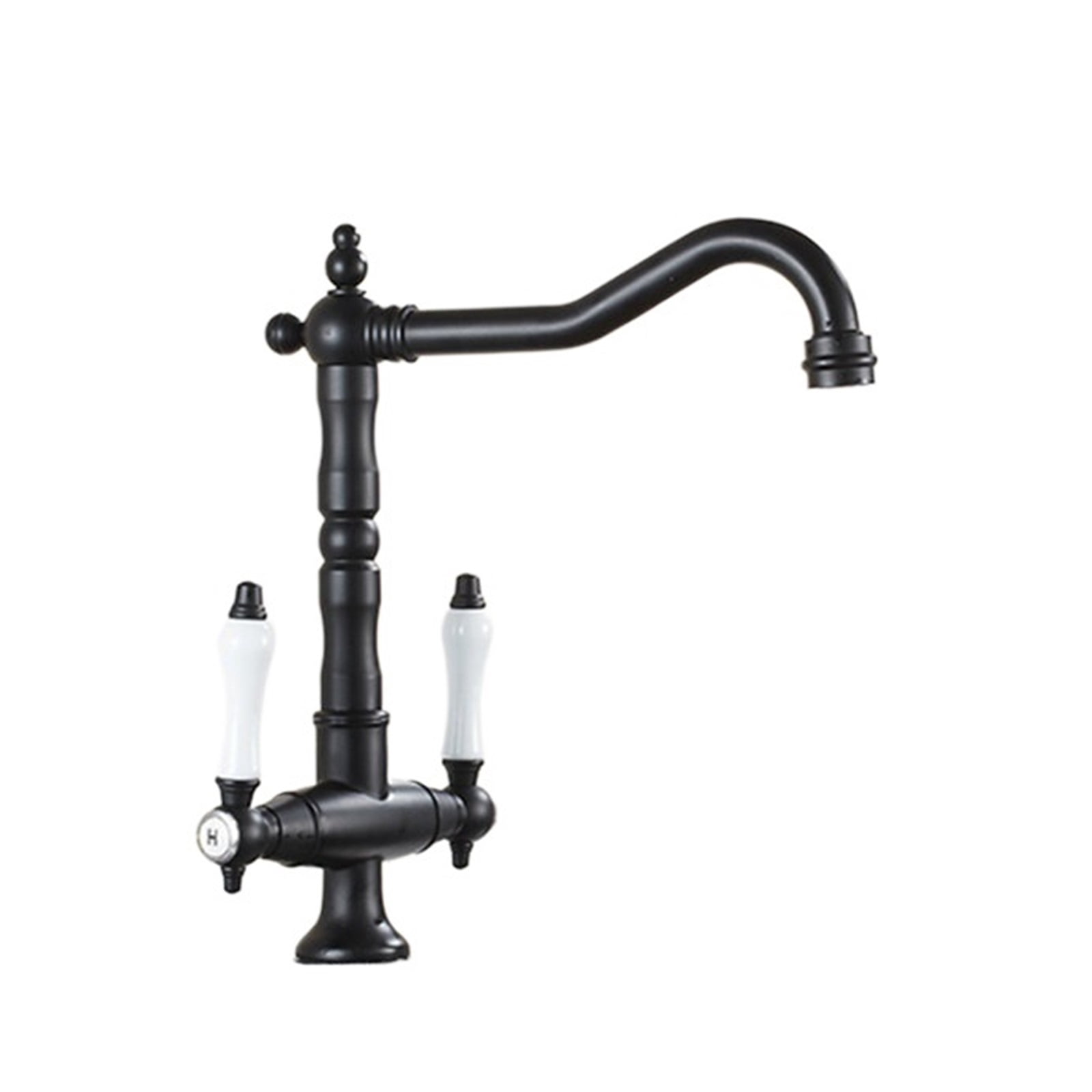 Faucet For Kitchen Dual Handle Antique Brass Retro Faucet, 360 Degree Rotation Kitchen Sink Taps, Deck Mounted Bathroom Sink Mixer