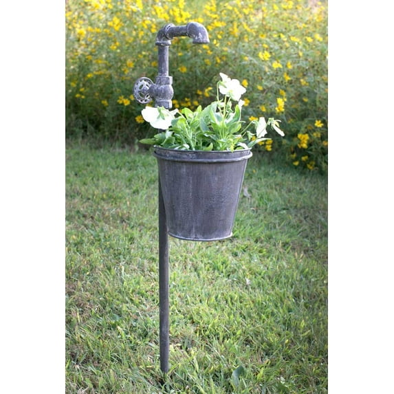 Faucet Garden Stake with Planter from Colonial Tin Works