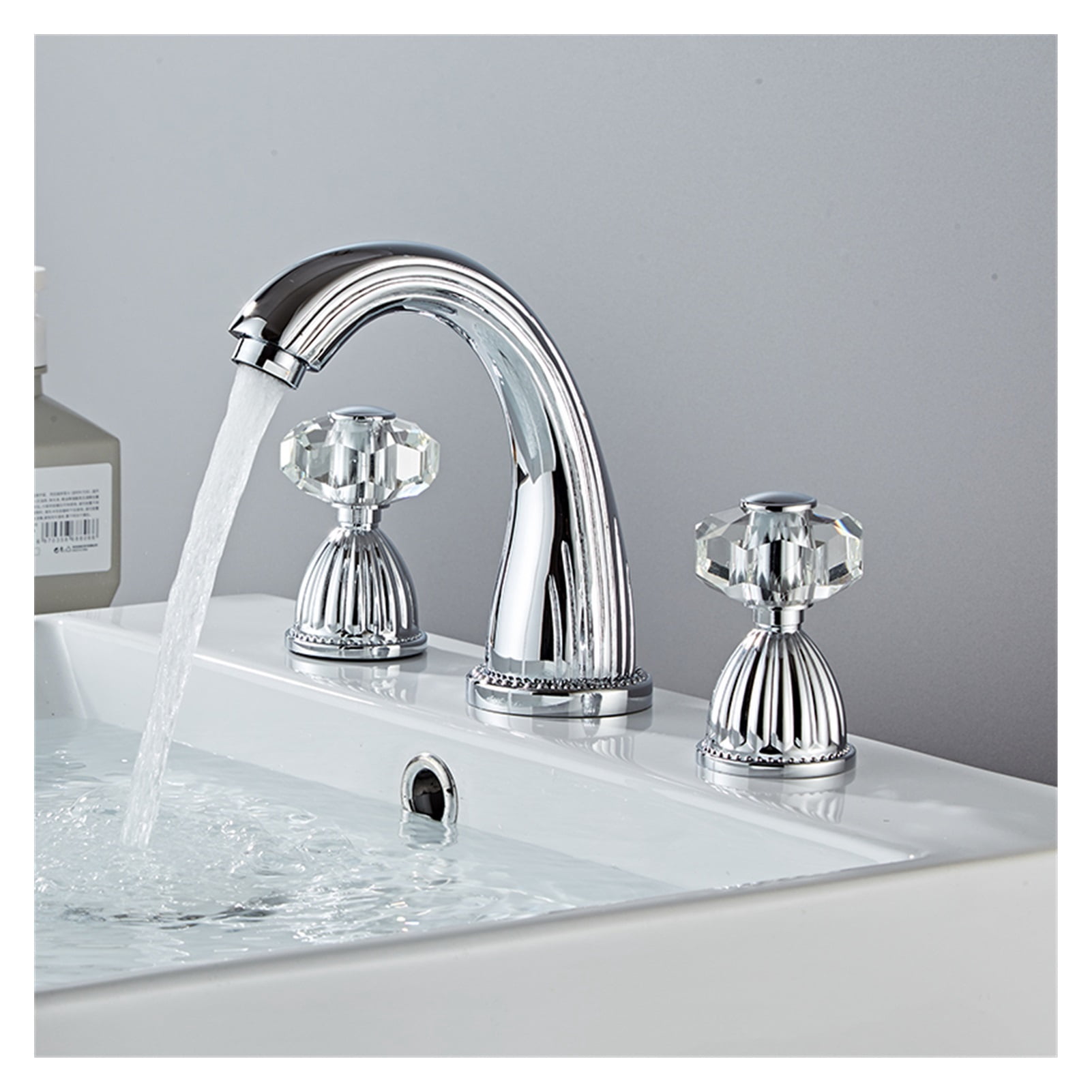 Faucet Gun Grey Bathroom Sink Faucet 3 Hole Widespread Gold/Black/Chrome Basin Mixer Hot And Cold Water Tap New ,360° Swivel Spout