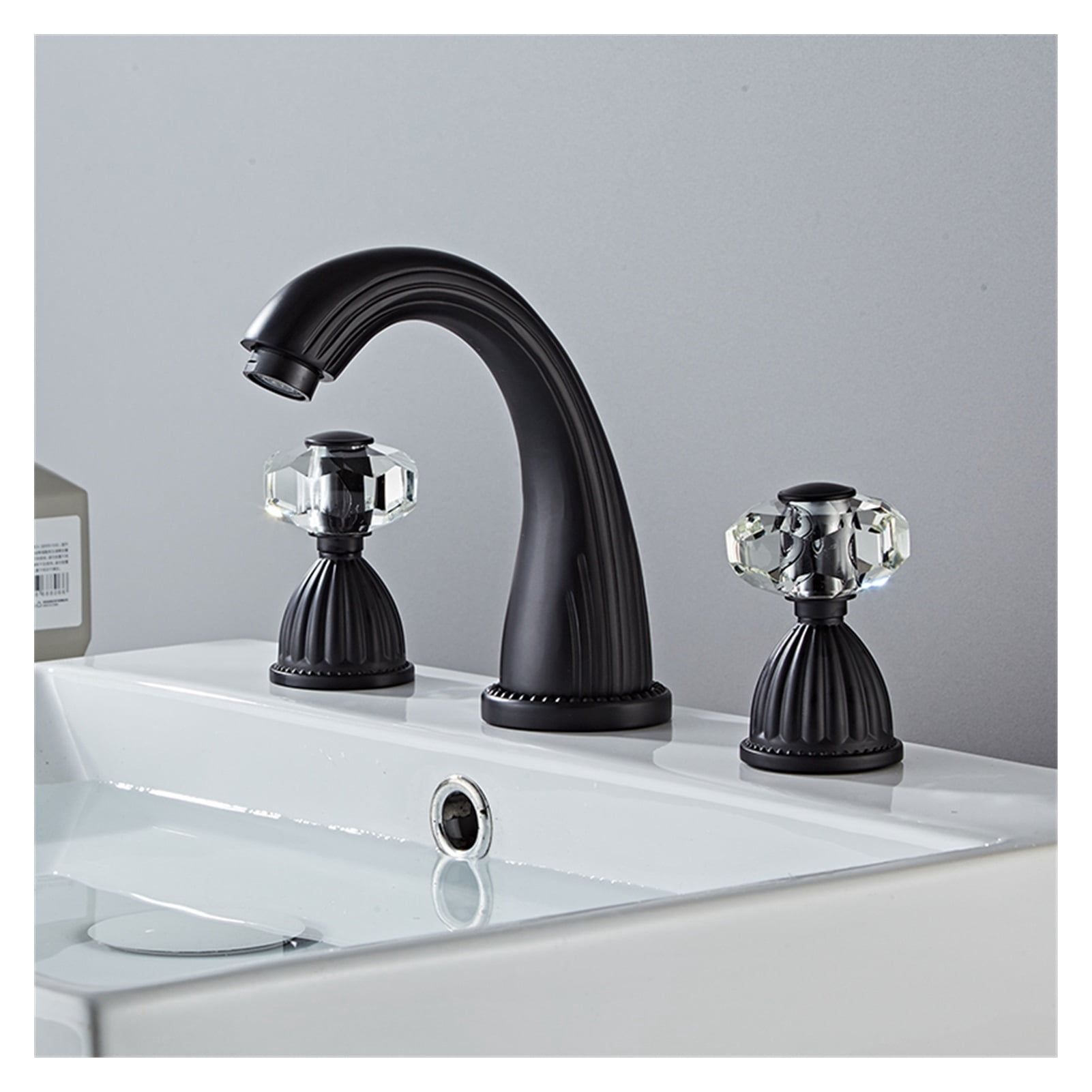 Faucet Gun Grey Bathroom Sink Faucet 3 Hole Widespread Gold/Black/Chrome Basin Mixer Hot And Cold Water Tap New ,360° Swivel Spout