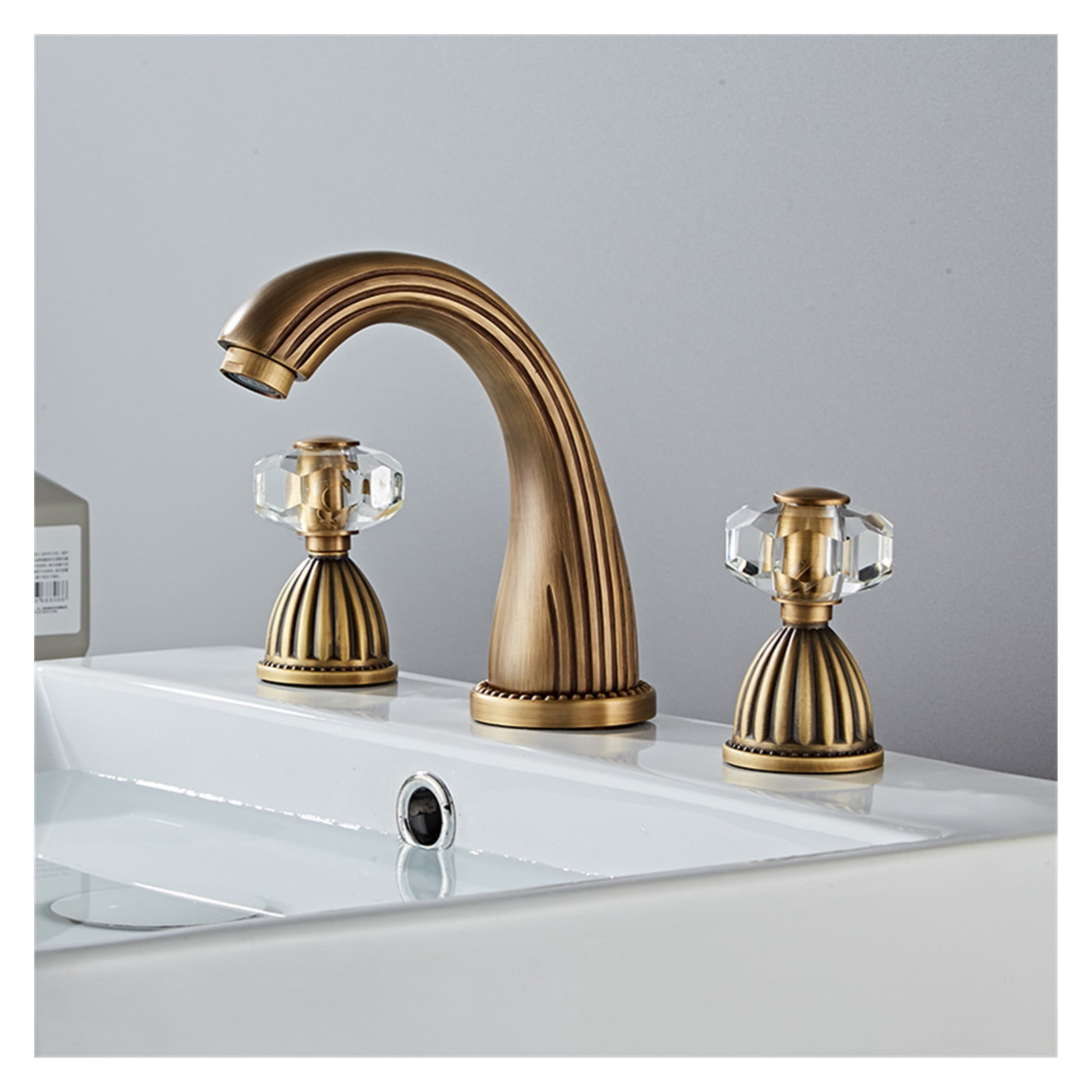 Faucet Gun Grey Bathroom Sink Faucet 3 Hole Widespread Gold/Black/Chrome Basin Mixer Hot And Cold Water Tap New ,360° Swivel Spout