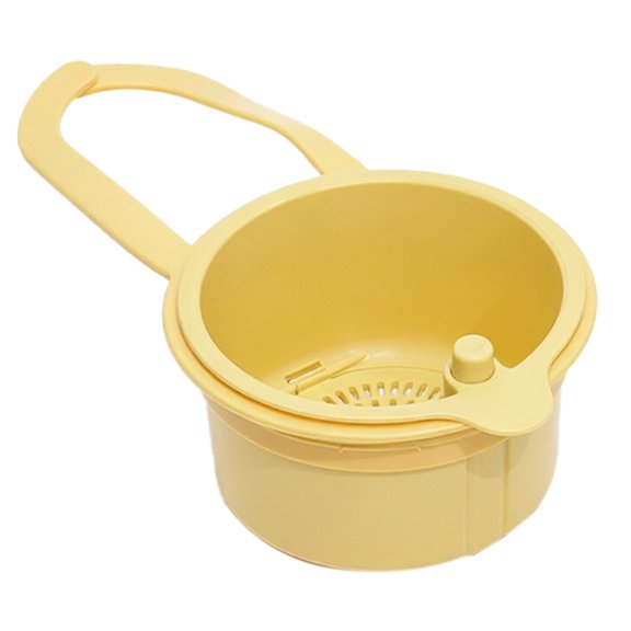 Faucet Hanging Kitchen Sink Strainer Basket, Multi-Functional Press Automatic Dumping Draining Colander, Corner Sink Food Waste Catcher,1 pack Yellow