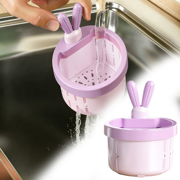 Faucet Hanging Strainer, Hanging Kitchen Sink Strainer Basket with Press Dumping & Self-Cleaning Design, Corner Sink Trash Catcher for Food Waste, Kitchen Sink Accessories