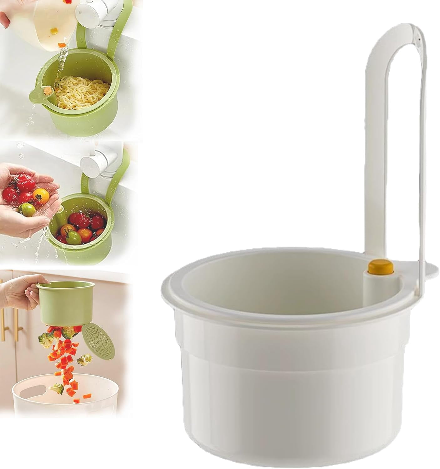 New Faucet Hanging Strainer, Plastic Kitchen Sink Drain Basket, Food Fruit Vegetable Drain Shelf Sink Storage Holder, Kitchen Essentials Hanging, Easy to Install, Fine Mesh, Multi-Purpose(Green