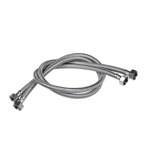 Faucet Line Connector Braided 304 Stainless Steel Supply Hose 1/2" I.P. Female Thread to 1/2" I.P. Female Straight Thread Faucet Hose Replacement (One Pair)