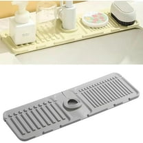 Faucet Mat for Kitchen Sink, 2024 New Kitchen Sink Splash Guard Silicone Draining Mat Fast Drying Stone Sink Tray, Sink Protectors Dish Soap Sponge Holder for Kitchen Bathroom Sink (Yellow, Large)