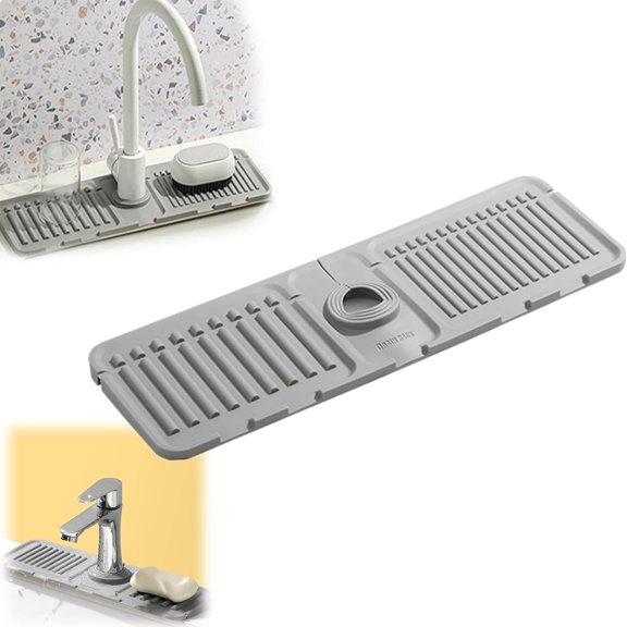Faucet Mat for Kitchen Sink, 2024 New Kitchen Sink Splash Guard Silicone Draining Mat, Prevents Moisture Buildup, Super Absorbent, Faucet Mat Splash Guard for Kitchen Bathroom Sink Area