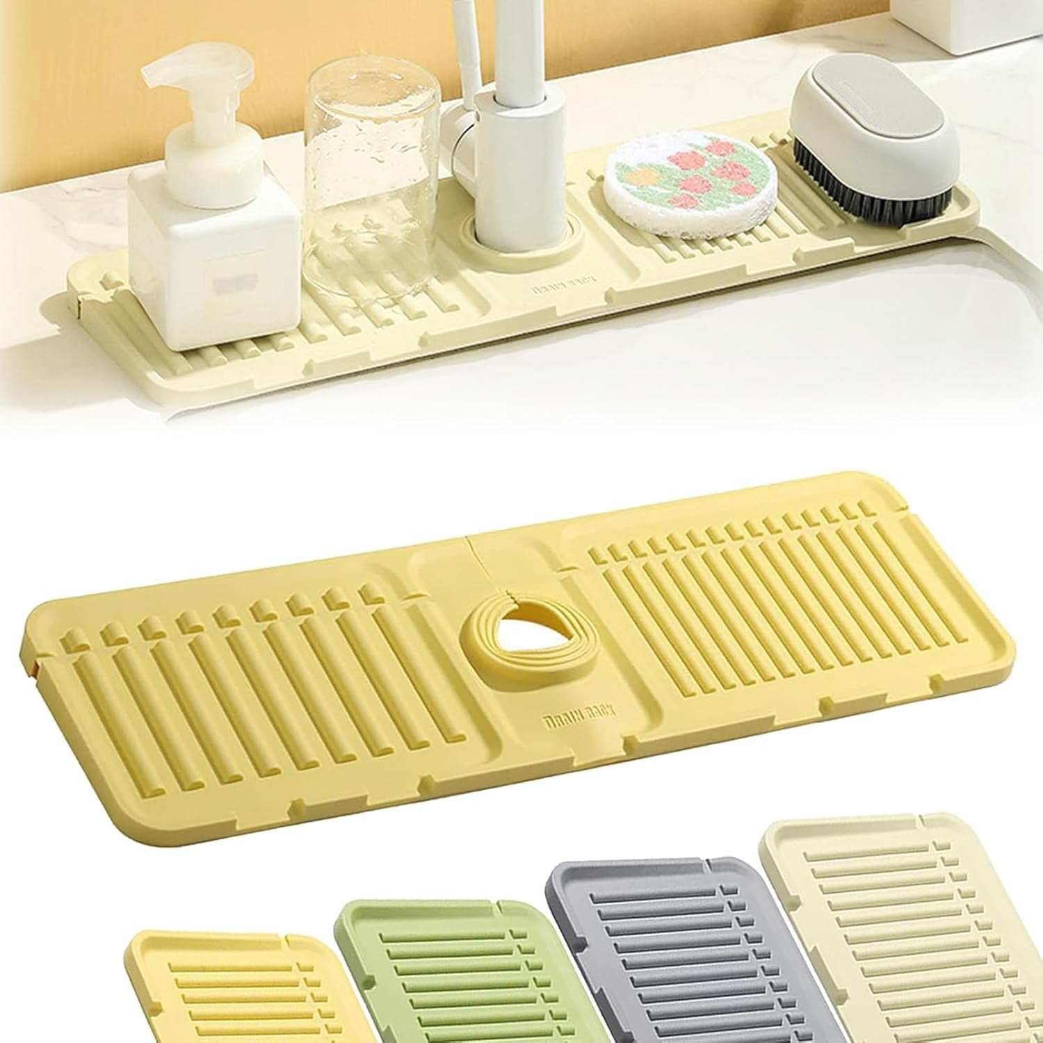 Faucet Mat For Kitchen Sink, 2024 New Silicone Draining Mat Kitchen ...