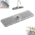 thumbnail image 1 of Faucet Mat for Kitchen Sink, 2024 Upgrade Kitchen Sink Splash Guard Silicone Draining Mat Dish Soap Sponge Holder Tray for Kitchen Bathroom Sink for Kitchen Bathroom Sink Area (Grey, 2 Pack), 1 of 5