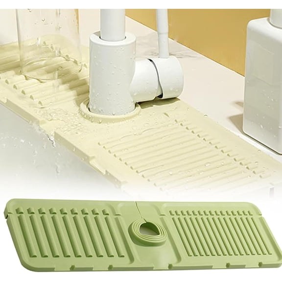 Faucet Mat for Kitchen Sink - 2024 Upgraded Premium Silicone Splash Guard with Fast Drying Properties -Sink Protectors Sink Faucet Mat Bathroom Drip Protector Countertop (yellow, 1 piece)
