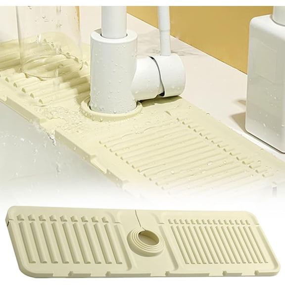 Faucet Mat for Kitchen Sink - 2024 Upgraded Premium Silicone Splash Guard with Fast Drying Properties -Sink Protectors Sink Faucet Mat Bathroom Drip Protector Countertop (yellow, 1 piece)