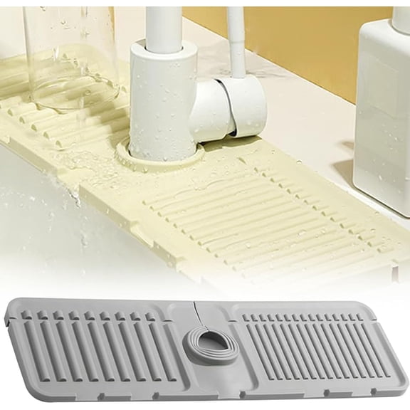 Faucet Mat for Kitchen Sink - 2024 Upgraded Premium Silicone Splash Guard with Fast Drying Properties -Sink Protectors Sink Faucet Mat Bathroom Drip Protector Countertop (yellow, 1 piece)