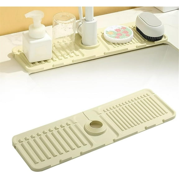 Faucet Mat for Kitchen Sink, 2024 Upgraded Silicone Sink Splash Guard Kitchen Draining Mat Fast Drying Stone Sink Tray, Sink Protectors Sink Faucet Mat Splash Guard(Bluebell,1)