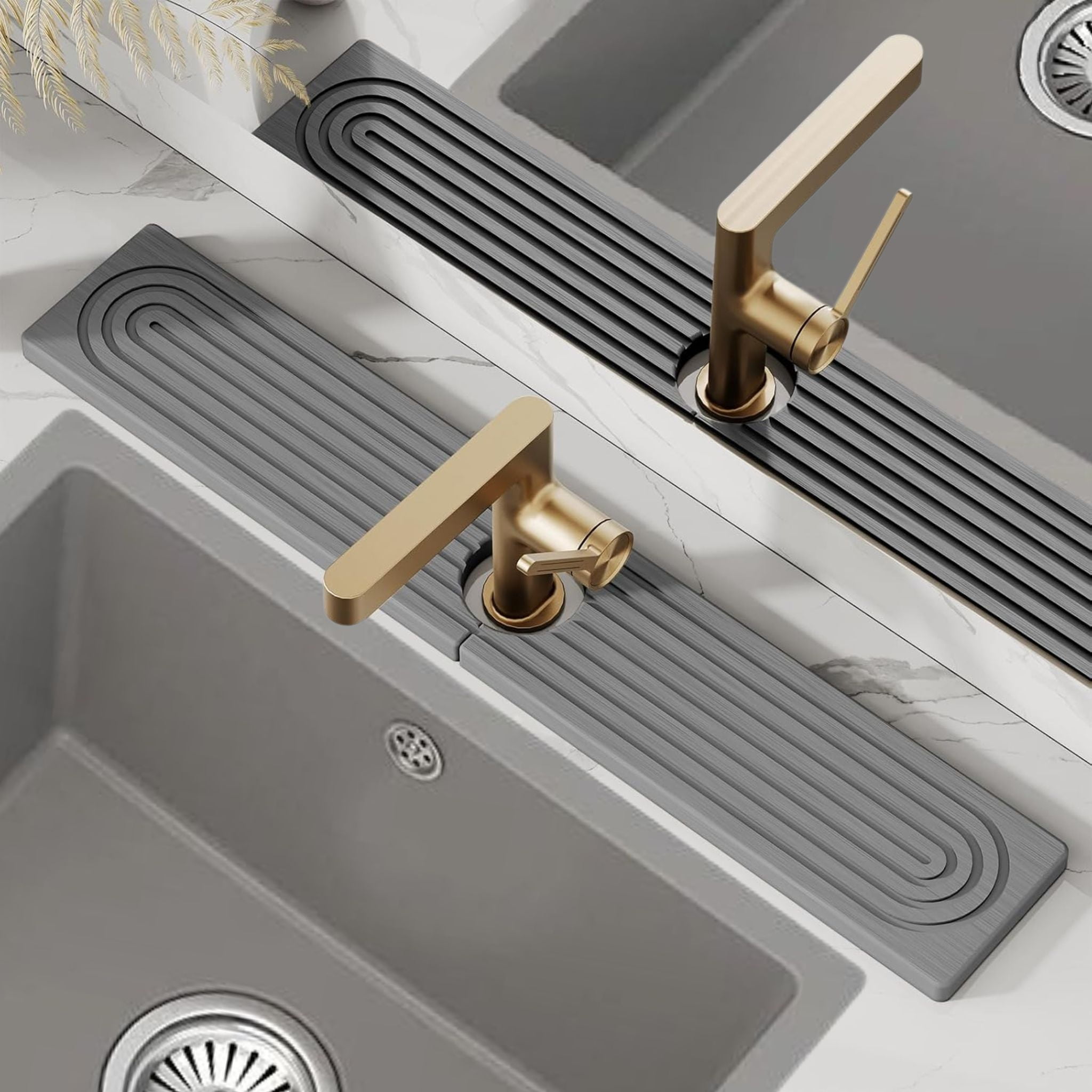 Faucet Mat for Kitchen Sink - 23.6"x3.9'' Long Diatomite Fast Stone Sink Tray, Fast Drying & Super Absorbent, Prevents Water Stains & Moisture Buildup, Faucet Splash Guard for Kitchen Counter