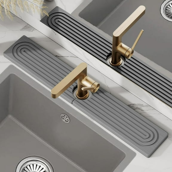 Faucet Mat for Kitchen Sink - 23.6"x3.9'' Long Diatomite Fast Stone Sink Tray, Fast Drying & Super Absorbent, Prevents Water Stains & Moisture Buildup, Faucet Splash Guard for Kitchen Counter