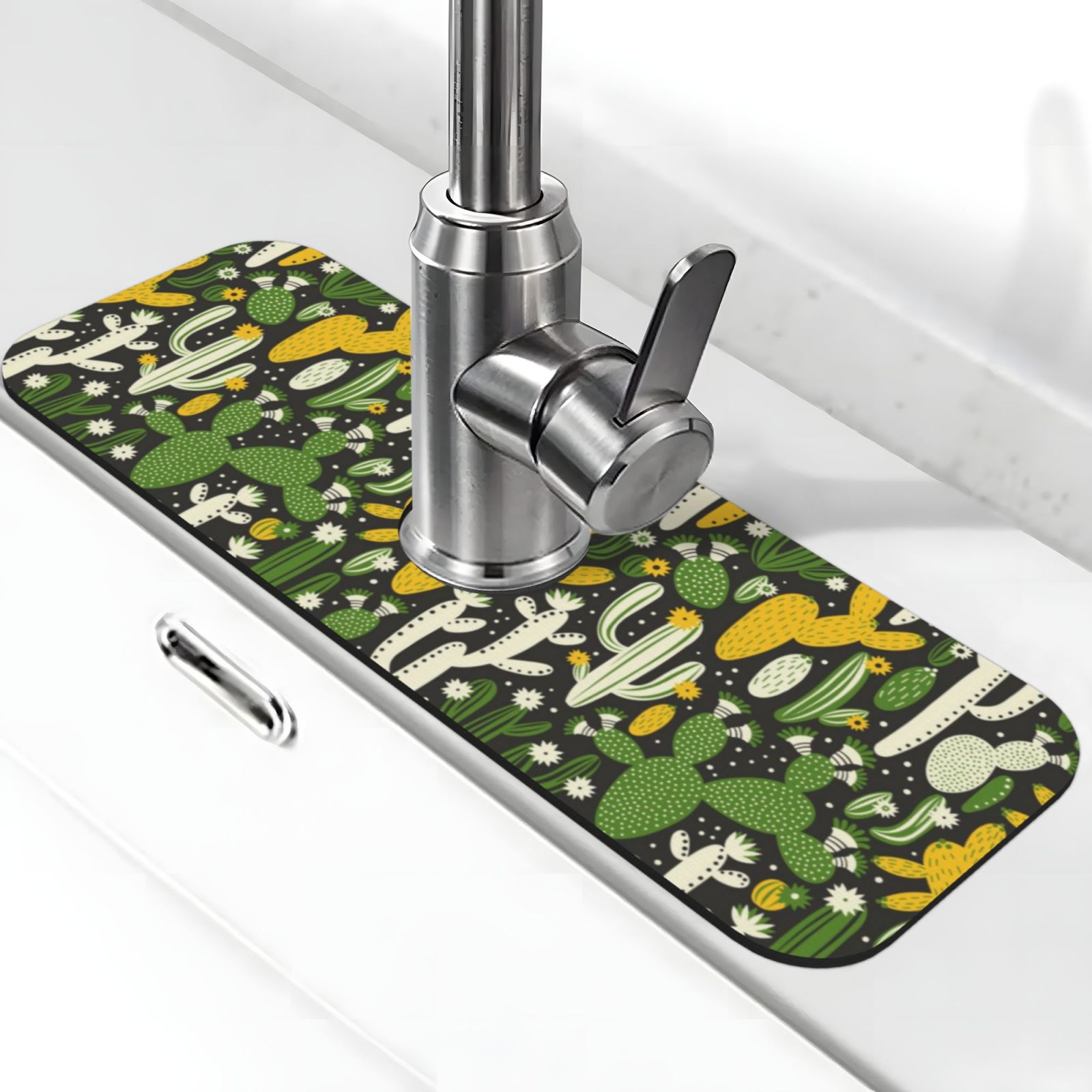 Diatomite Faucet Mat For Kitchen Sink - 23.6x4 Inch Quick Drying Splash Guard, Dark Gray
