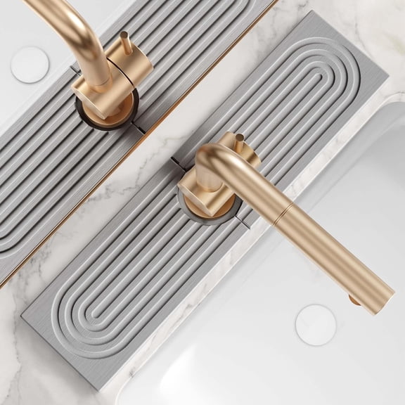 Faucet Mat for Kitchen Sink - Diatomite Stone Fast Drying Tray, Super Absorbent, Prevents Moisture Buildup - Faucet Splash Guard for Bathroom Counter (Light Grey, 15x5.3inch)