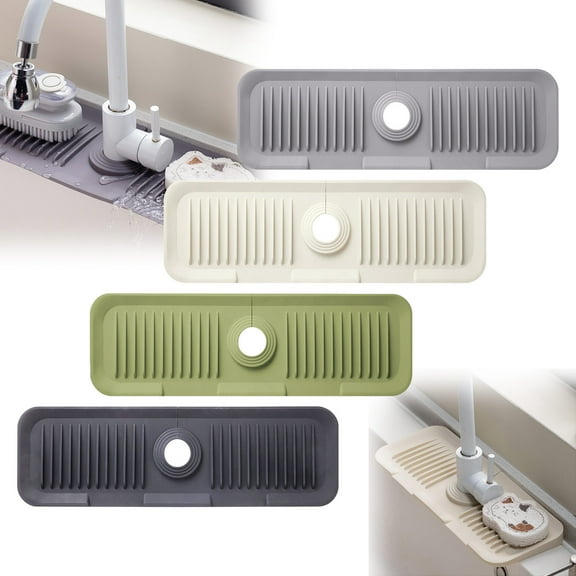 Faucet Mat Kitchen Sink Draining Tray Fast Drying Diatomite Stone | Splash Guard Absorbent Non-Slip | Universal Fit | 14x45cm | 1-Piece Included