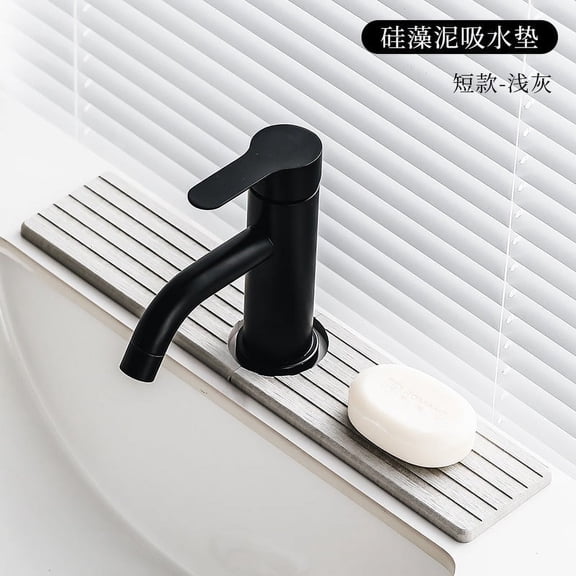 Faucet Mat for Kitchen Sink - Long Diatomite Fast Drying Stone Sink Tray, Super Absorbent, Prevents Moisture Buildup - Faucet Splash Guard for Bathroom Counter