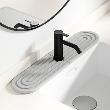 Faucet Mat for Kitchen Sink - Long Diatomite Fast Drying Stone Sink Tray, Super Absorbent, Prevents Moisture Buildup - Faucet Splash Guard for Bathroom Counter