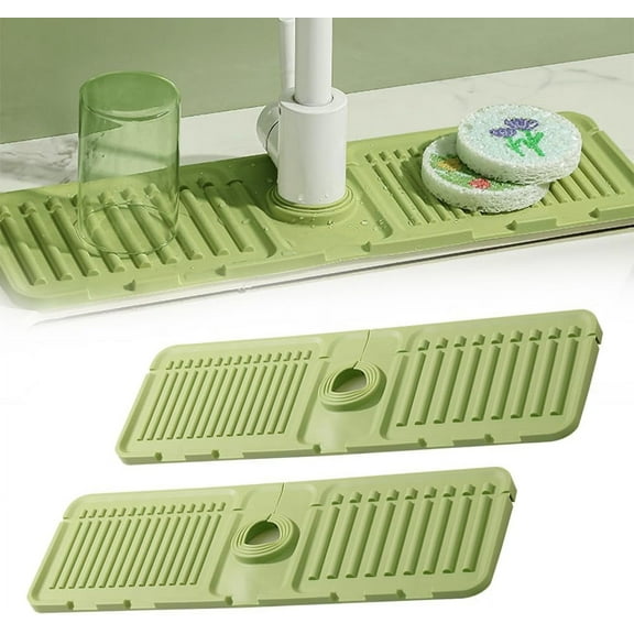 Faucet Mat for Kitchen Sink Sink Mat,2024 New Kitchen Sink Splash Guard Silicone Draining Mat Fast Drying Sink Tray,Sink Faucet Mat Splash Guard for Kitchen Household Apartment Essentials (2, Green)
