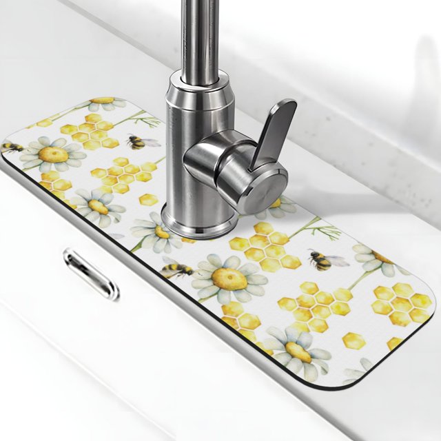 Faucet Mat for Kitchen Sink Sweet Honey Fast Drying Absorbent Kitchen