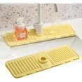 thumbnail image 1 of Faucet Mat for Kitchen Sink, Upgraded Silicone Kitchen Sink Splash Guard Draining Mat Fast Drying Stone Sink Tray, Sink Faucet Mat Splash Guard for Kitchen Bathroom Sink 17.5 x 5.5inch (Beige, 1PC), 1 of 5