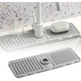 thumbnail image 1 of Faucet Mat for Kitchen Sink, Upgraded Silicone Kitchen Sink Splash Guard Draining Mat Fast Drying Stone Sink Tray, Sink Faucet Mat Splash Guard for Kitchen Bathroom Sink 17.5 x 5.5inch (Beige, 1PC), 1 of 5
