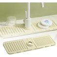 thumbnail image 1 of Faucet Mat for Kitchen Sink, Upgraded Silicone Kitchen Sink Splash Guard Draining Mat Fast Drying Stone Sink Tray, Sink Faucet Mat Splash Guard for Kitchen Bathroom Sink 17.5 x 5.5inch (Beige, 1PC), 1 of 5