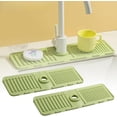 thumbnail image 1 of Faucet Mat for Kitchen Sink, Upgraded Silicone Kitchen Sink Splash Guard Draining Mat Fast Drying Stone Sink Tray, Sink Faucet Mat Splash Guard for Kitchen Bathroom Sink 17.5 x 5.5inch (Beige, 1PC), 1 of 5