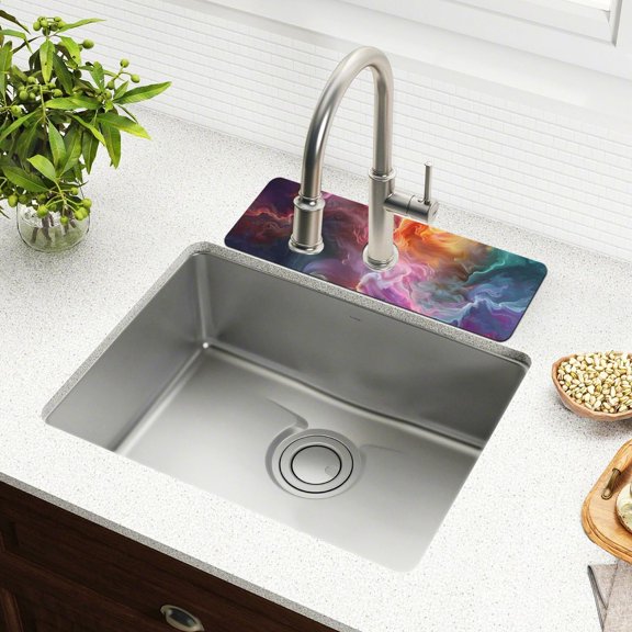 Faucet Mat for Kitchen Sink 15'' Sink Splash Guard Mat Super Absorbent Fast Drying Drain Pad Colorful Nebulae Mixture