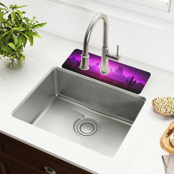 Faucet Mat for Kitchen Sink 15'' Sink Splash Guard Mat Super Absorbent Fast Drying Drain Pad Desert at Night Landscape