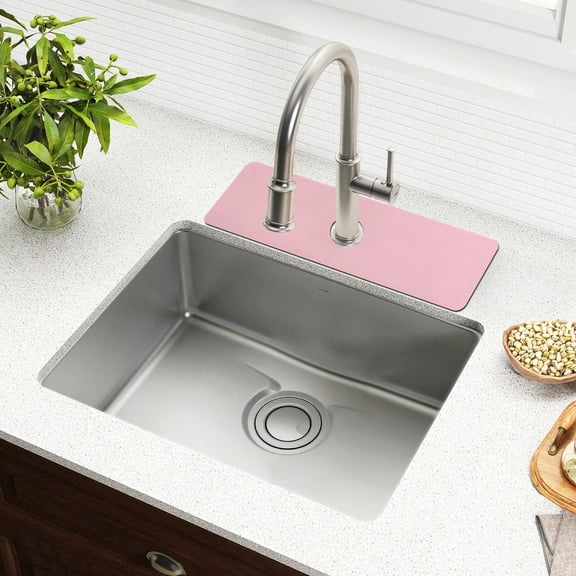 Faucet Mat for Kitchen Sink 15'' Sink Splash Guard Mat Super Absorbent Fast Drying Drain Pad Pale Pink 2 Pack