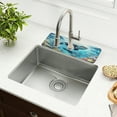 thumbnail image 1 of Faucet Mat for Kitchen Sink 15'' Sink Splash Guard Mat Super Absorbent Fast Drying Drain Pad Whales Fishes Corals, 1 of 9