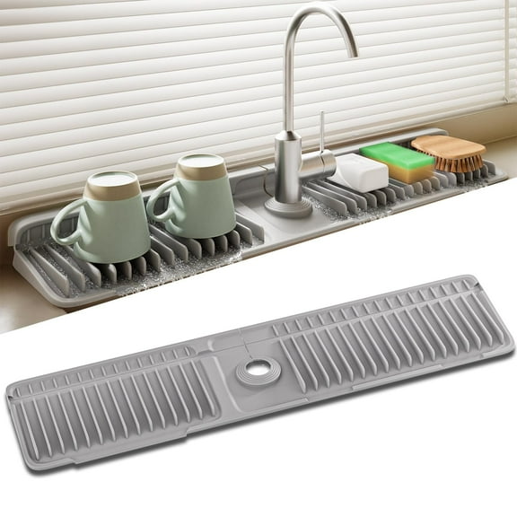 Faucet Mat for Kitchen Sink, 24 Inch Longer Silicone Sink Splash Guard