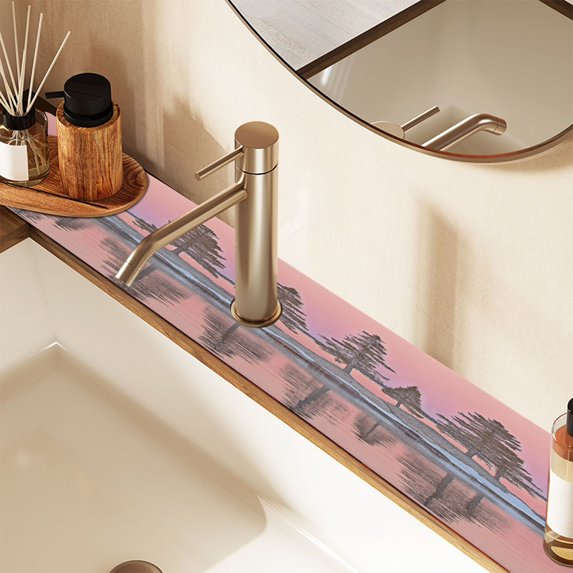 Faucet Mat for Kitchen Sink 30'' Sink Splash Guard Mat Super Absorbent Fast Drying Drain Pad Pine Island and Reflections 2 Pack