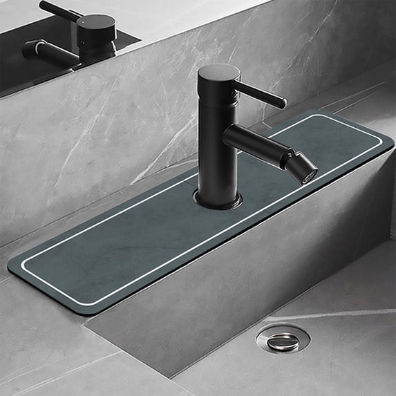 Faucet Mat for Kitchen Sink Diatomaceous Earth Absorbent Mat Non Grip Splash Guard Drying Tray for Countertop Protector Bathroom Sink Accessory