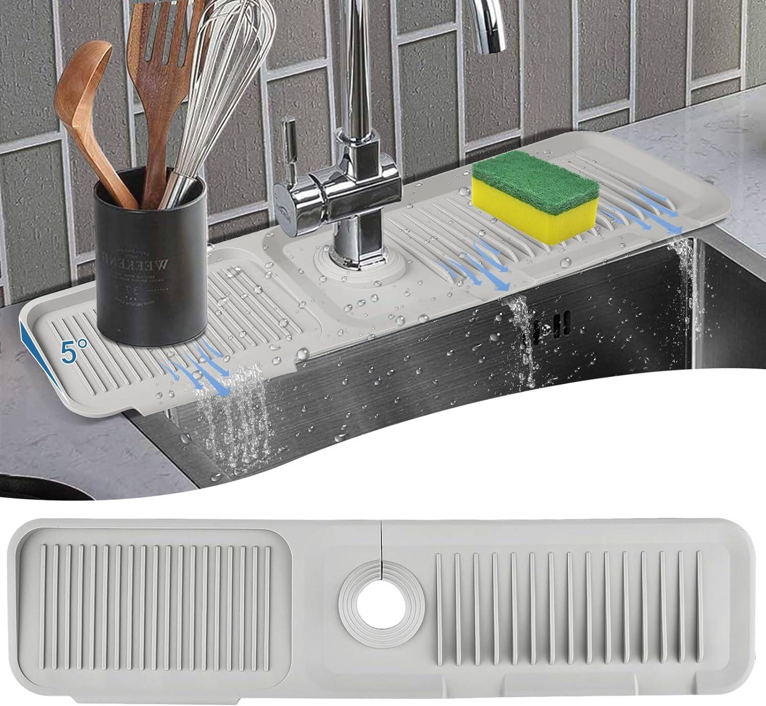 Faucet Mat for Kitchen Sink Drip Catcher，Bathroom Silicone Faucet Water