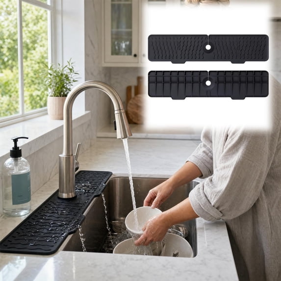 Faucet Mat for Kitchen Sink, Silicone Sink Faucet Mat Splash Guard ...