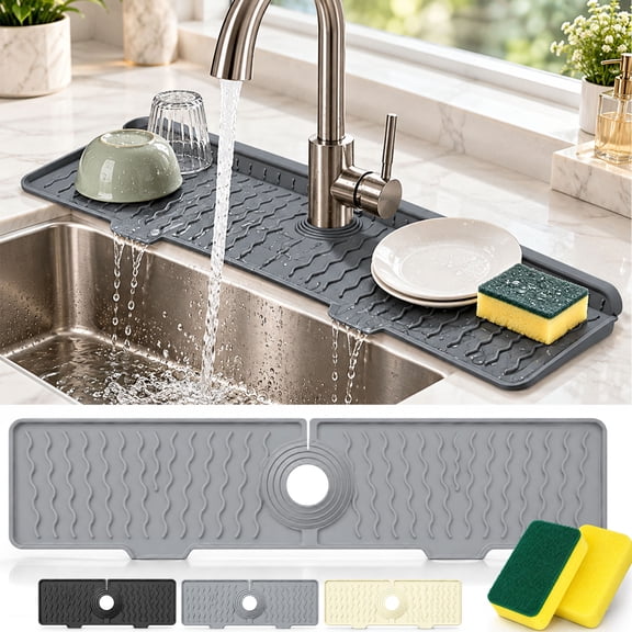 Faucet Mat for Kitchen Sink, Silicone Splash Guard Drain Pad